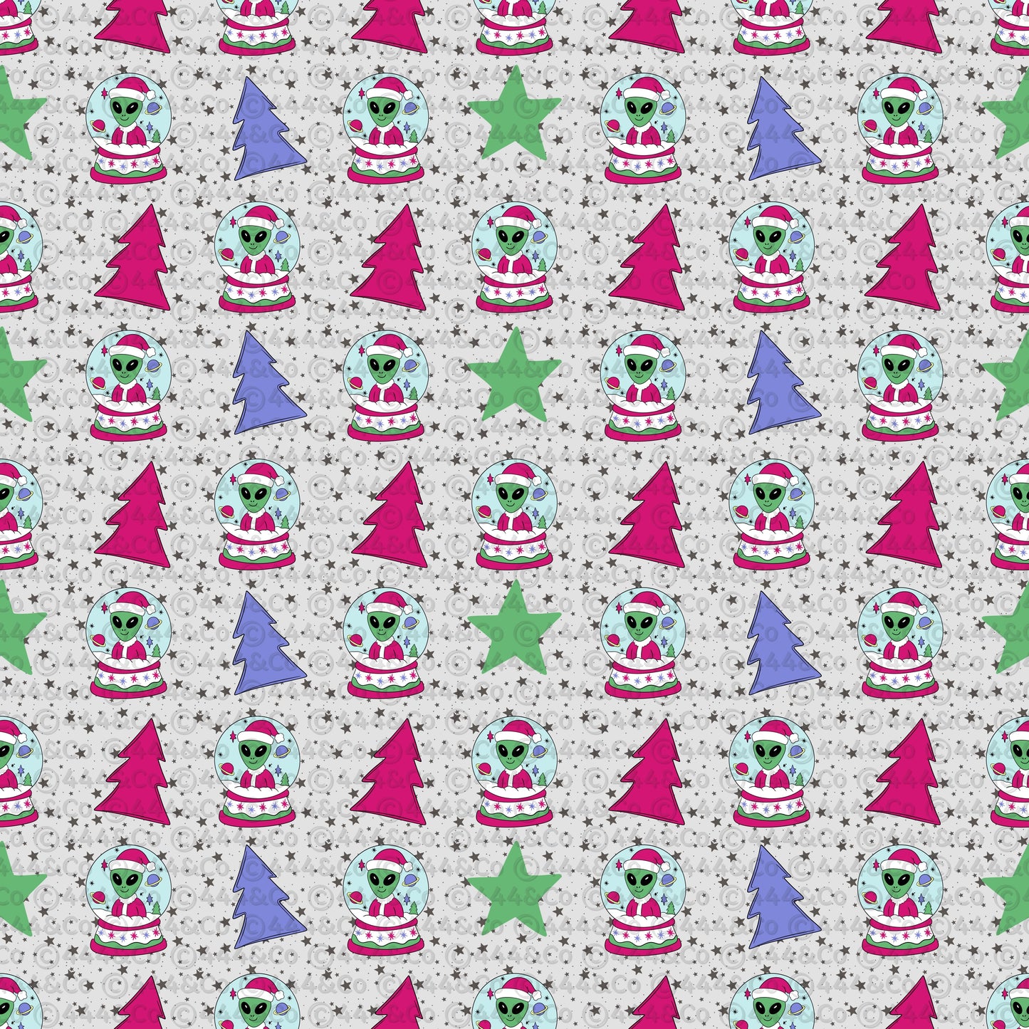 Seamless Alien Christmas Pattern | Festive Holiday Digital Download