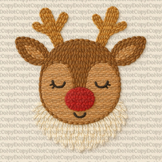 Faux Yarn Reindeer PNG | Christmas Graphic Instant Download