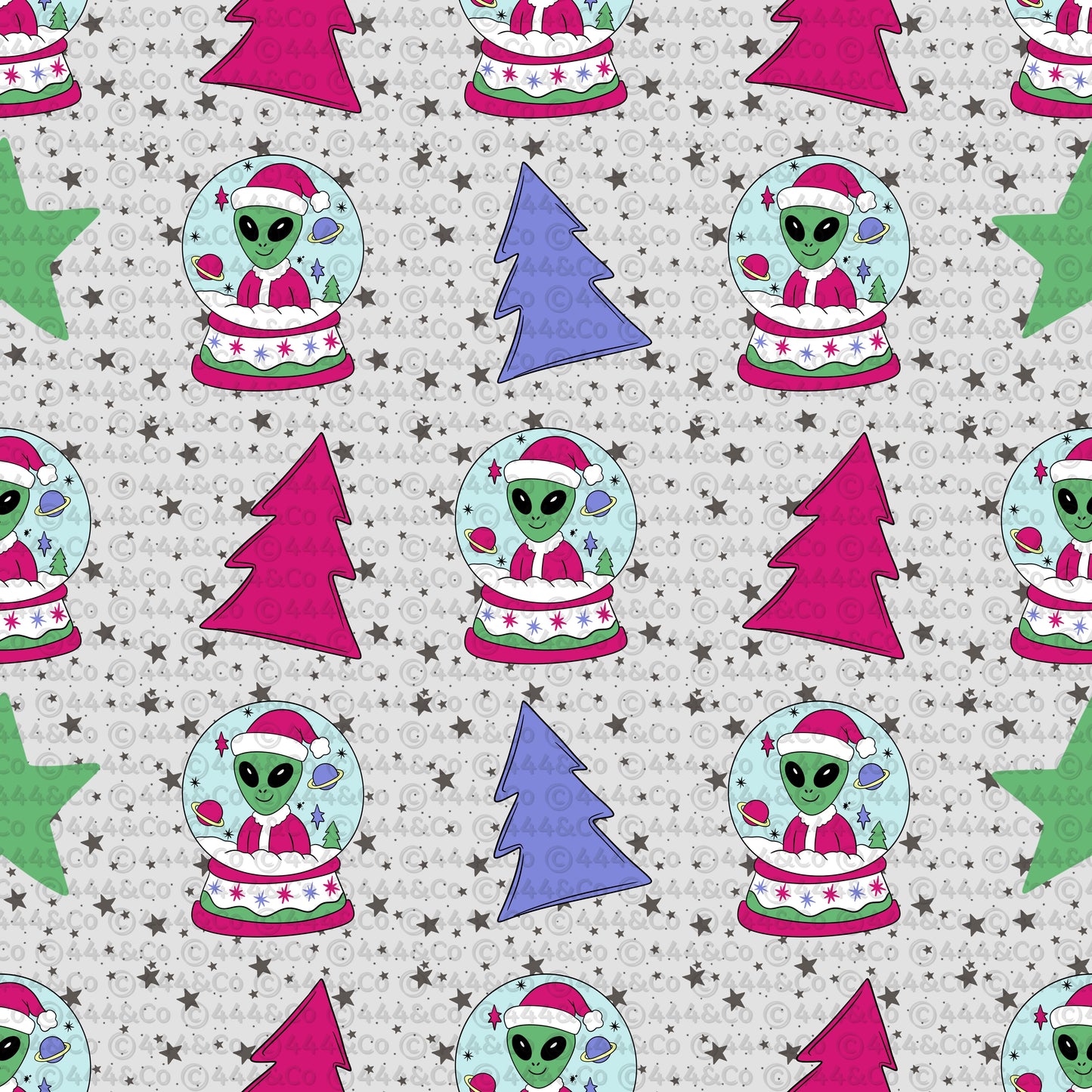 Seamless Alien Christmas Pattern | Festive Holiday Digital Download