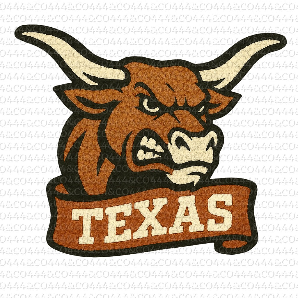 L o n g h o r n s Mascot PNG | Faux Yarn Sports Graphic Instant Download