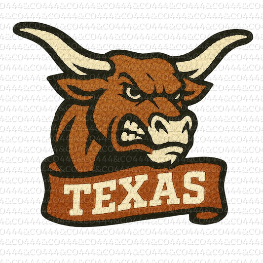 L o n g h o r n s Mascot PNG | Faux Yarn Sports Graphic Instant Download